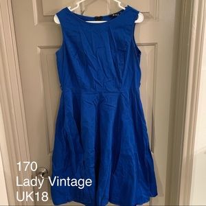 Lady Vintage London - Blue cotton dress UK18